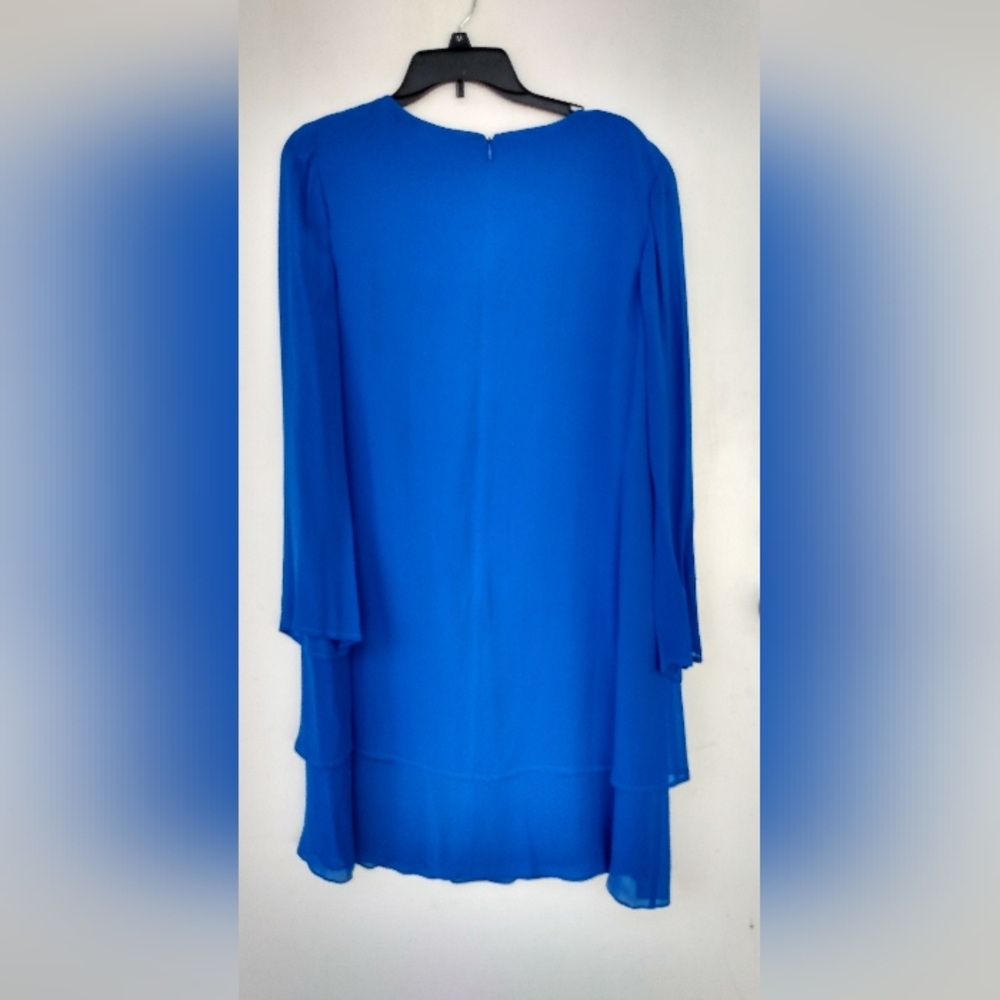 Adrianna Papell Blue Long Sleeve Dress - Picture 3 of 8